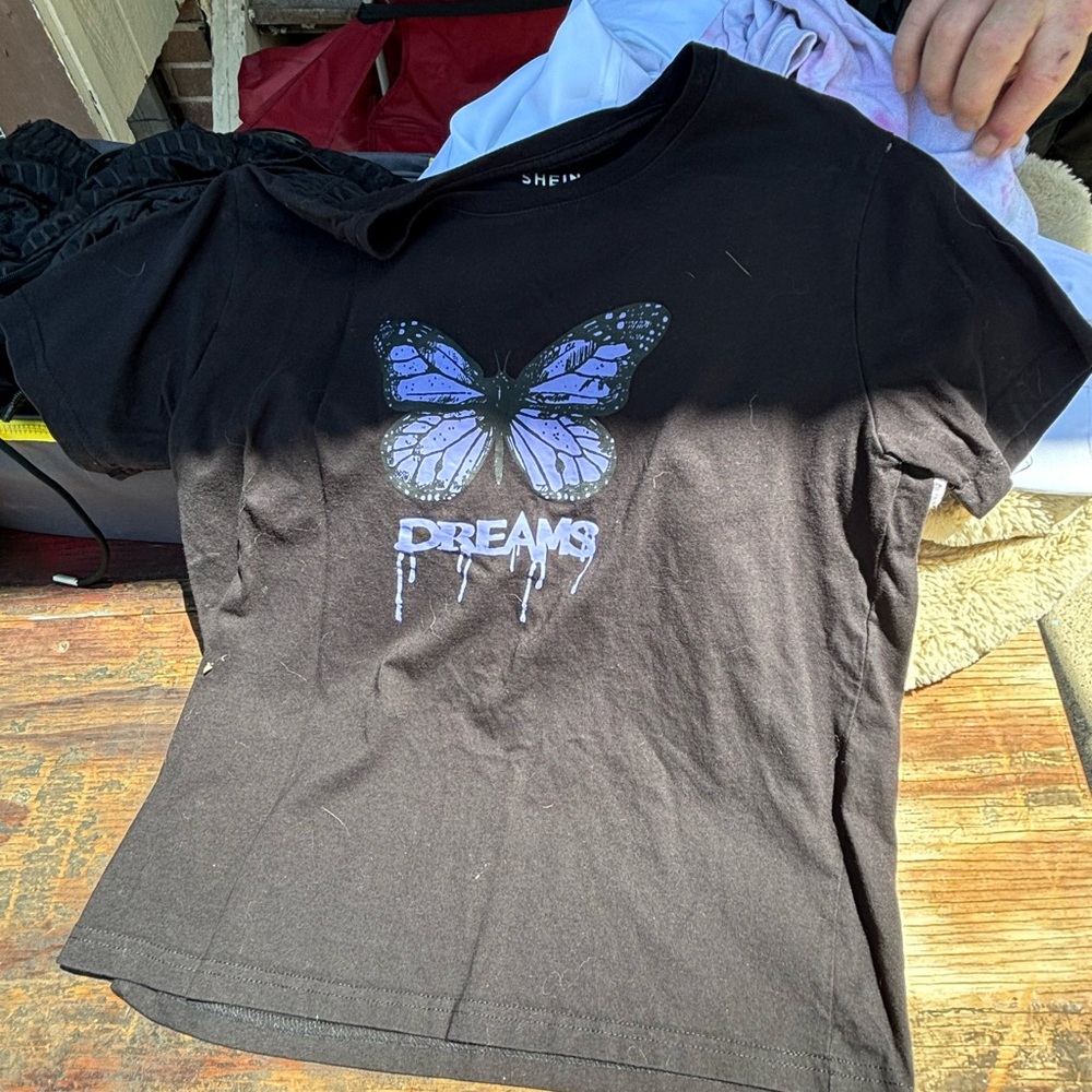 Black butterfly shirt